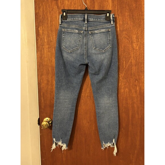 LOFT High Waist Skinny Distressed Blue Denim Jeans Womens Size 25/0 Cotton Jeans - Picture 5 of 6